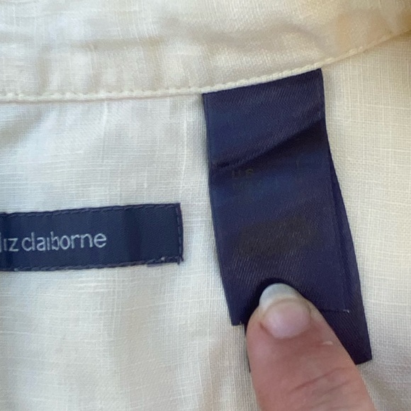 Liz Claiborne 100% Linen blouse yellow 3/4 sleeves convertible to 1/2 sleeves - Picture 9 of 15